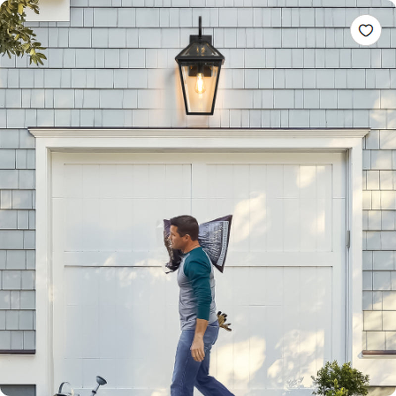 21 Inch Outdoor Wall Lantern, Black Aluminum and Clear Glass Sconce