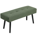 Corduroy Upholstered Bench 39 in with Steel Legs, Green – image 1