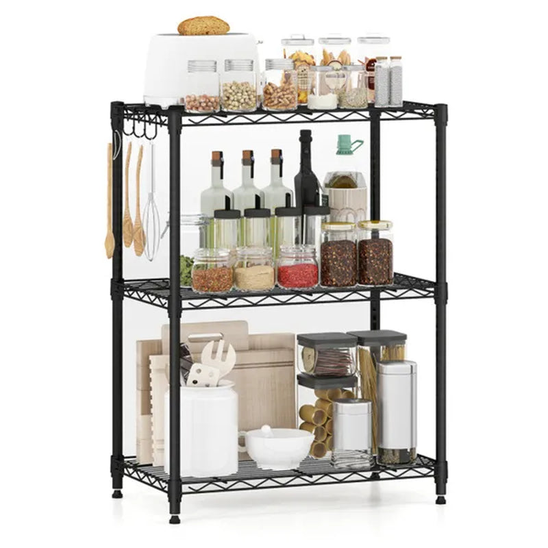 3-Tier Industrial Bookshelf with Guardrails, Black Metal Shelf – image 5