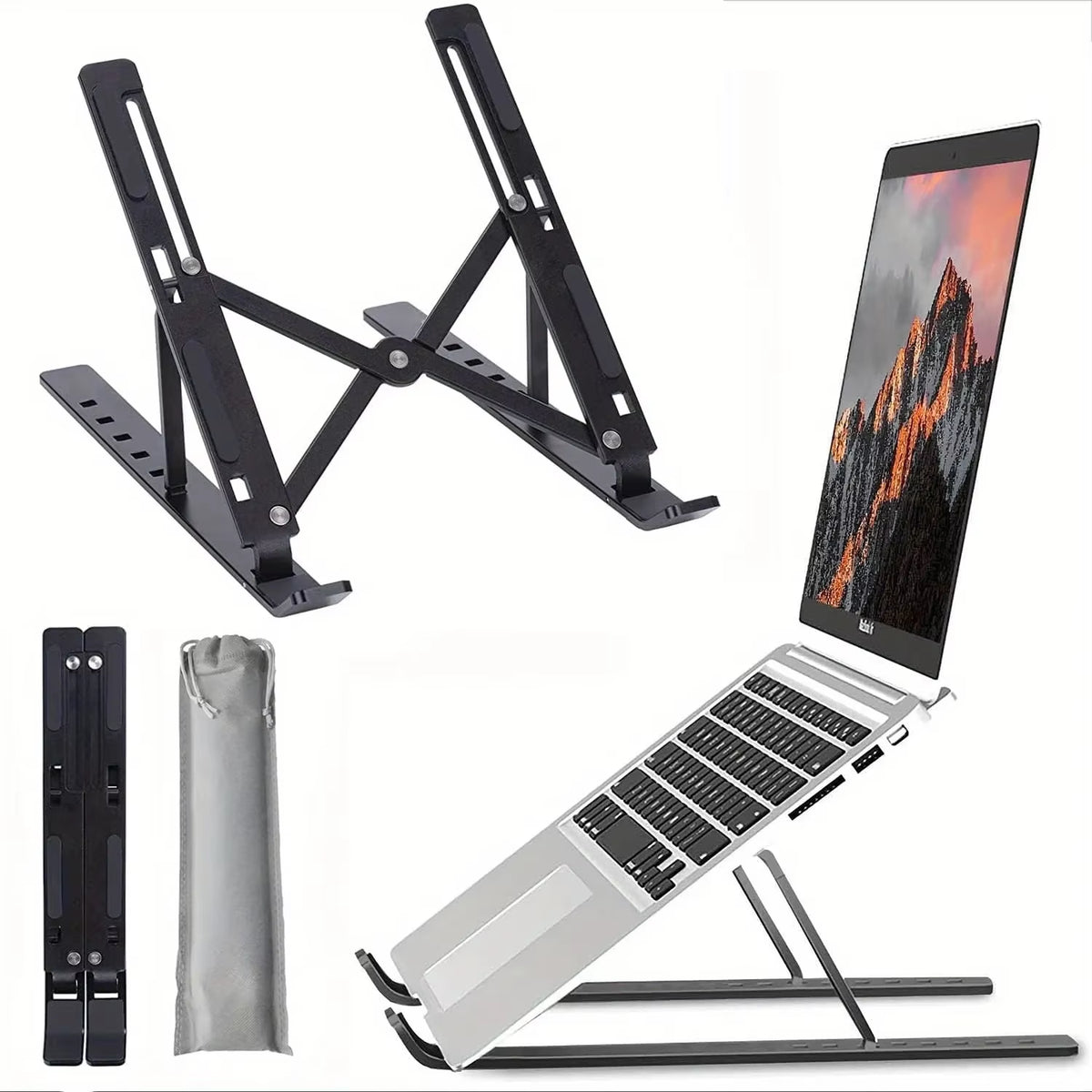 Adjustable Aluminum Laptop Stand, Foldable 6-Level Riser for 8-16 In – image 7