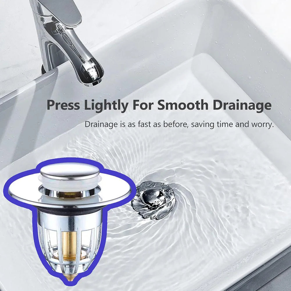 Pop-Up Sink Drain Stopper - Bathroom Basin Hair Catcher Strainer