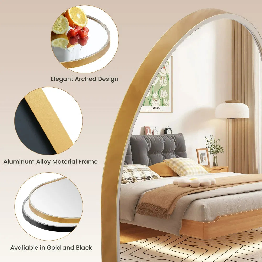 Bathroom Mirror, Arched 20 x 30 in Wall Mirror, Gold Frame – image 6
