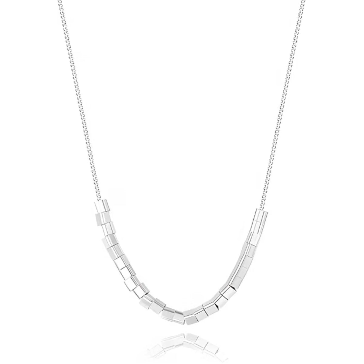 Sterling Silver Square Pendant Necklace with Gift Box