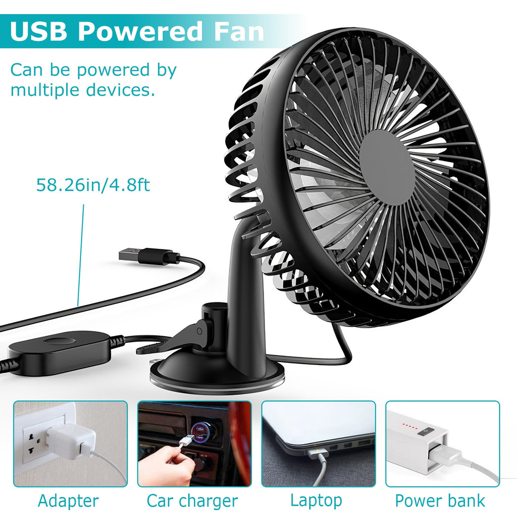 Car Fan – USB Backseat Clip Fan with 3 Speeds – image 6