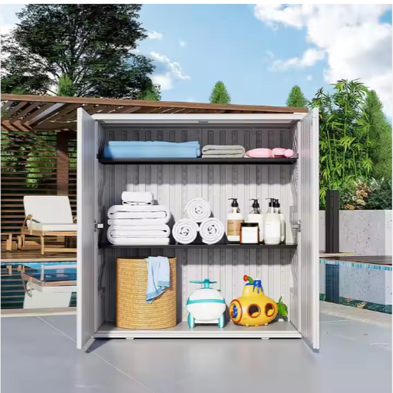 10 Cubic Feet Modern Simple Plastic Outdoor Patio School Living Room Storage Cabinet with 1 Panel