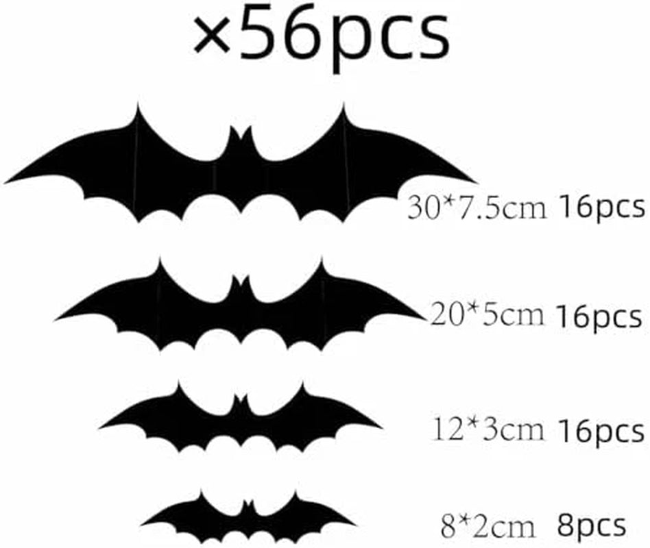 3D Bat Wall Decor – 56 Pack Halloween Wall Bats in 4 Sizes – image 4