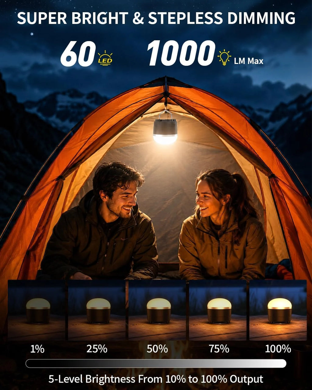 Rechargeable Camping Lantern 1000LM Magnetic Base Waterproof – image 5