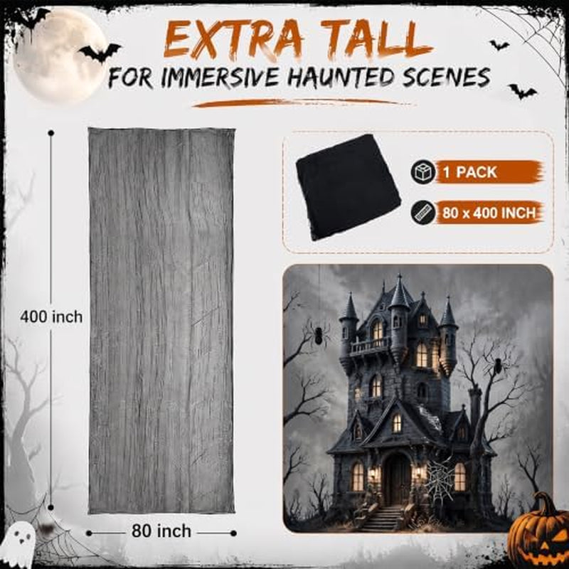 Halloween Creepy Cloth 400x80in Black Gauze Yard Decoration – image 2