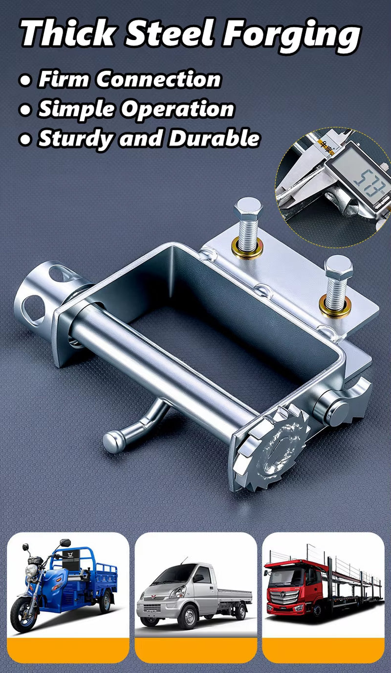 Oilfield Hotshot Sliding Strap Winch, Bolt-On Steel Flatbed Tie-Down Winch