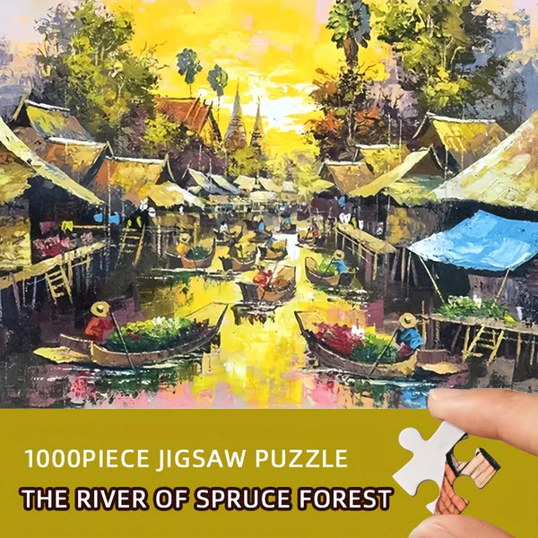 1000 Piece Jigsaw Puzzle for Adults - Forest River Landscape Art