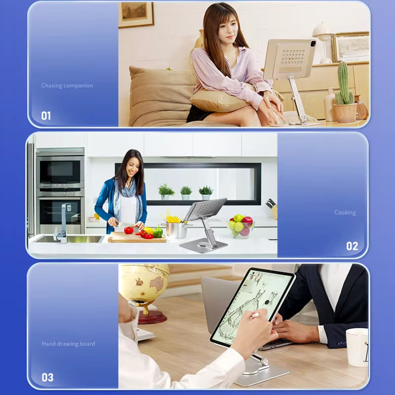 Aluminum Tablet Stand – 360° Rotating Foldable Desk Holder – image 3