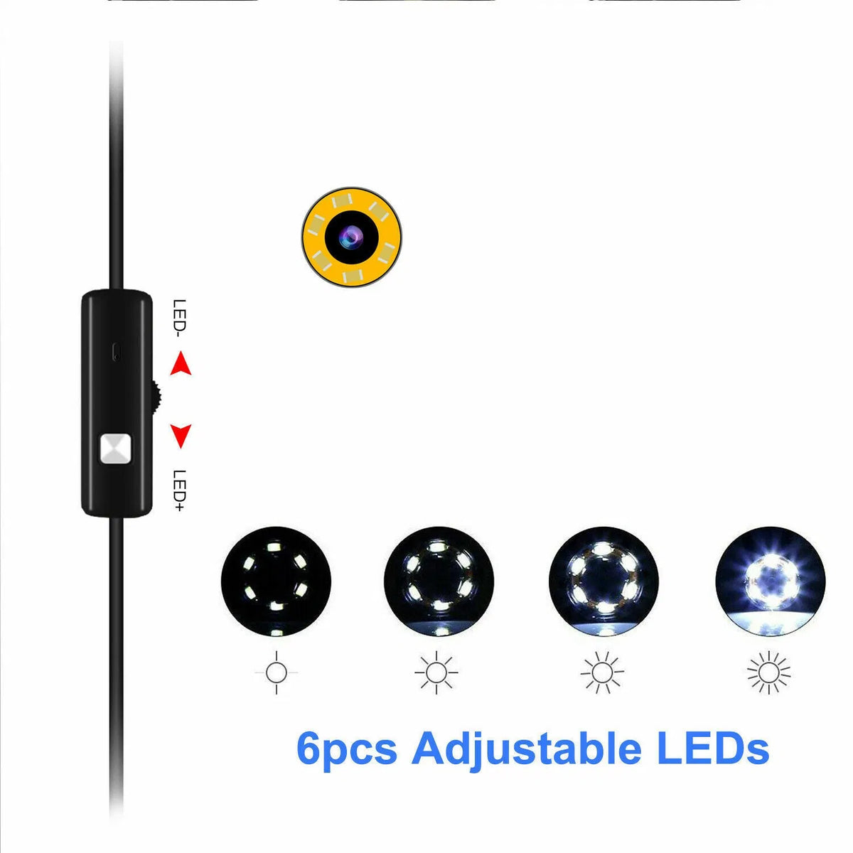 Plumbing USB Snake Inspection Scope 8mm with 6 LEDs