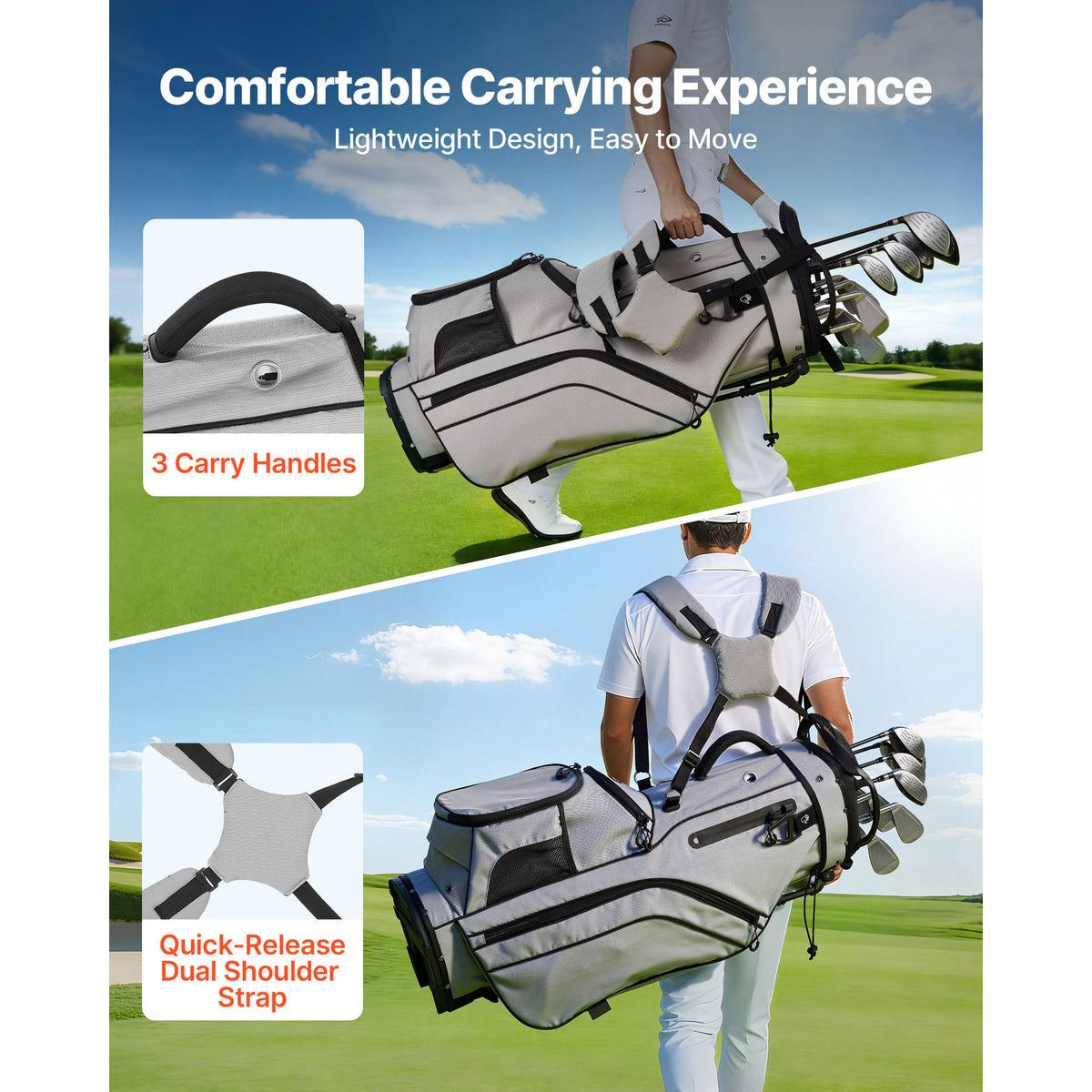2-in-1 Golf Cart Bag With 14-Way Divider, Stand Legs and Rain Hood – image 3
