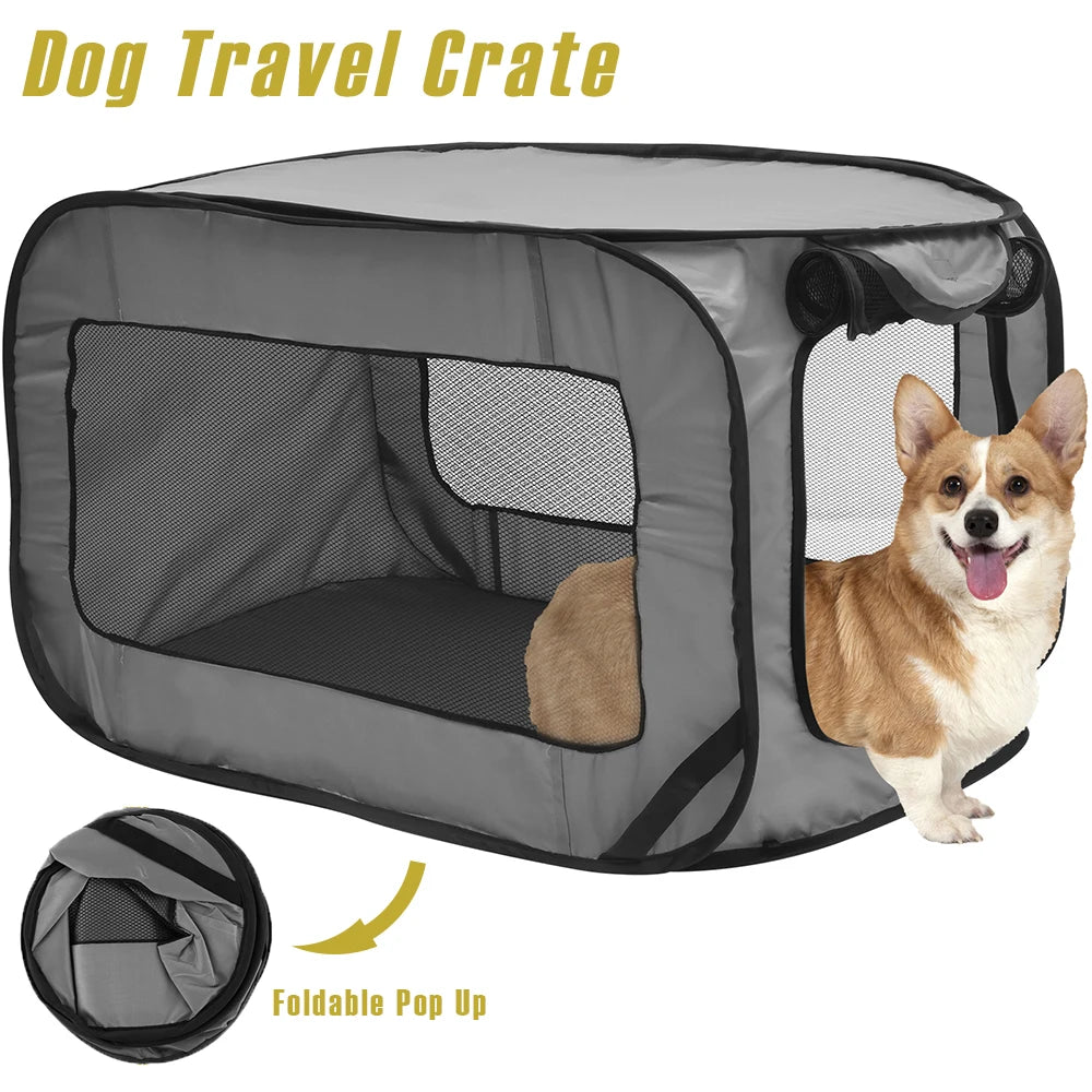 Pop Up Dog Crate - Foldable Travel Kennel with Mesh Zipper Door – image 2