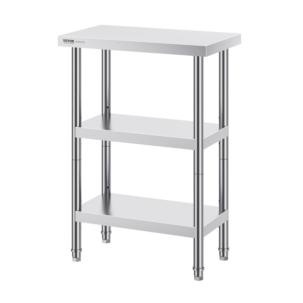 Stainless Steel Prep Table 14 x 24 in with 2 Adjustable Undershelves – image 2