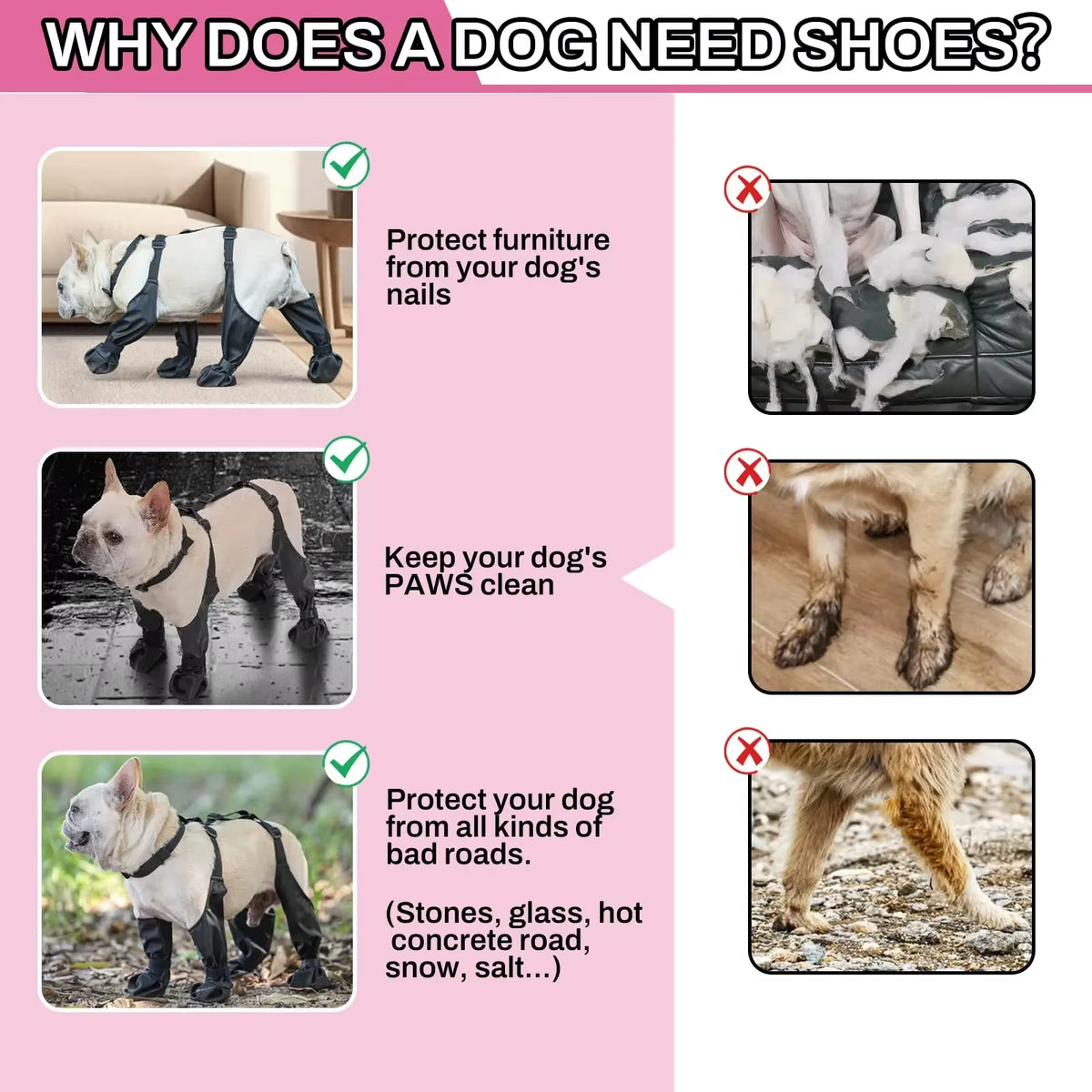 Waterproof Dog Boots - Adjustable Suspender Booties, Anti-Slip Soles – image 5