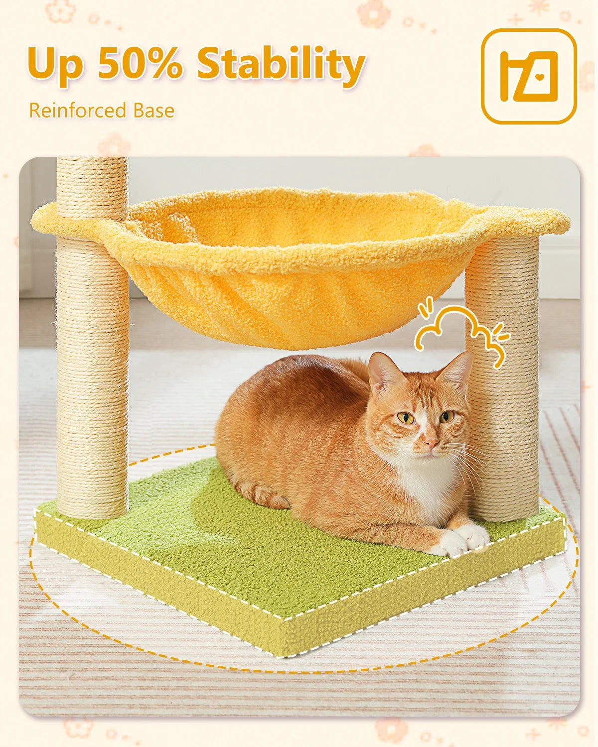 Flower Cat Tree with Large Hammock and Sisal Scratching Posts – image 14