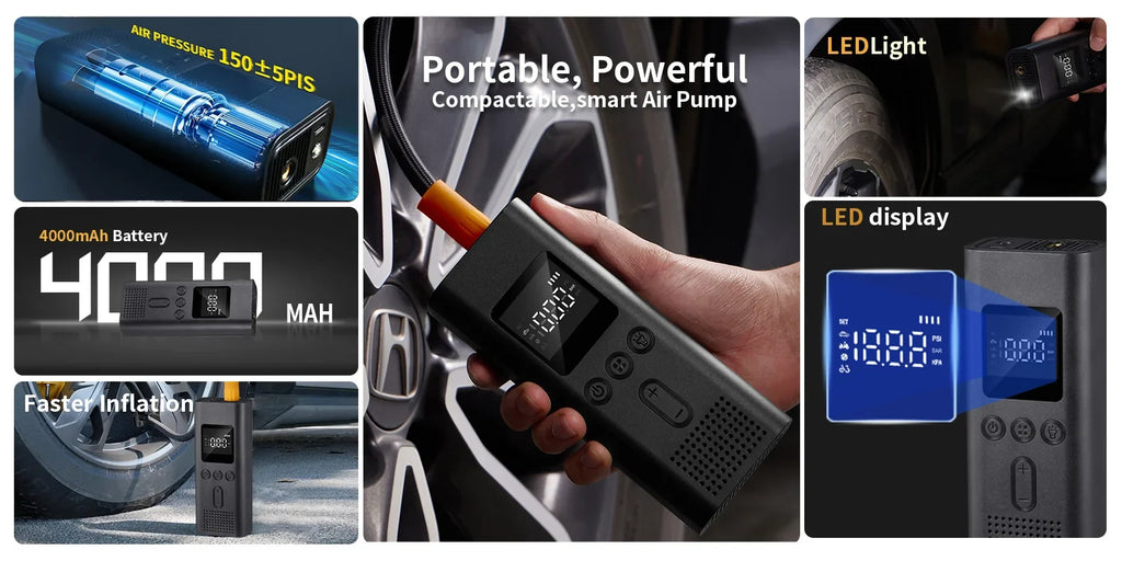 Electric Bike Pump, Mini Cordless Tire Inflator with Digital Display – image 7