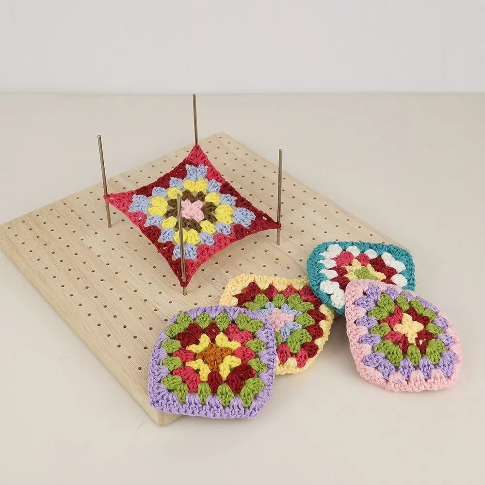 Crochet Blocking Board with 20 Pins, Wooden Granny Square Mat – image 4