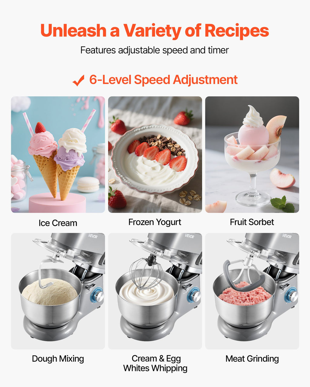 Ice Cream Maker and Stand Mixer, 1.8 Qt with 6 Speeds and Timer – image 4