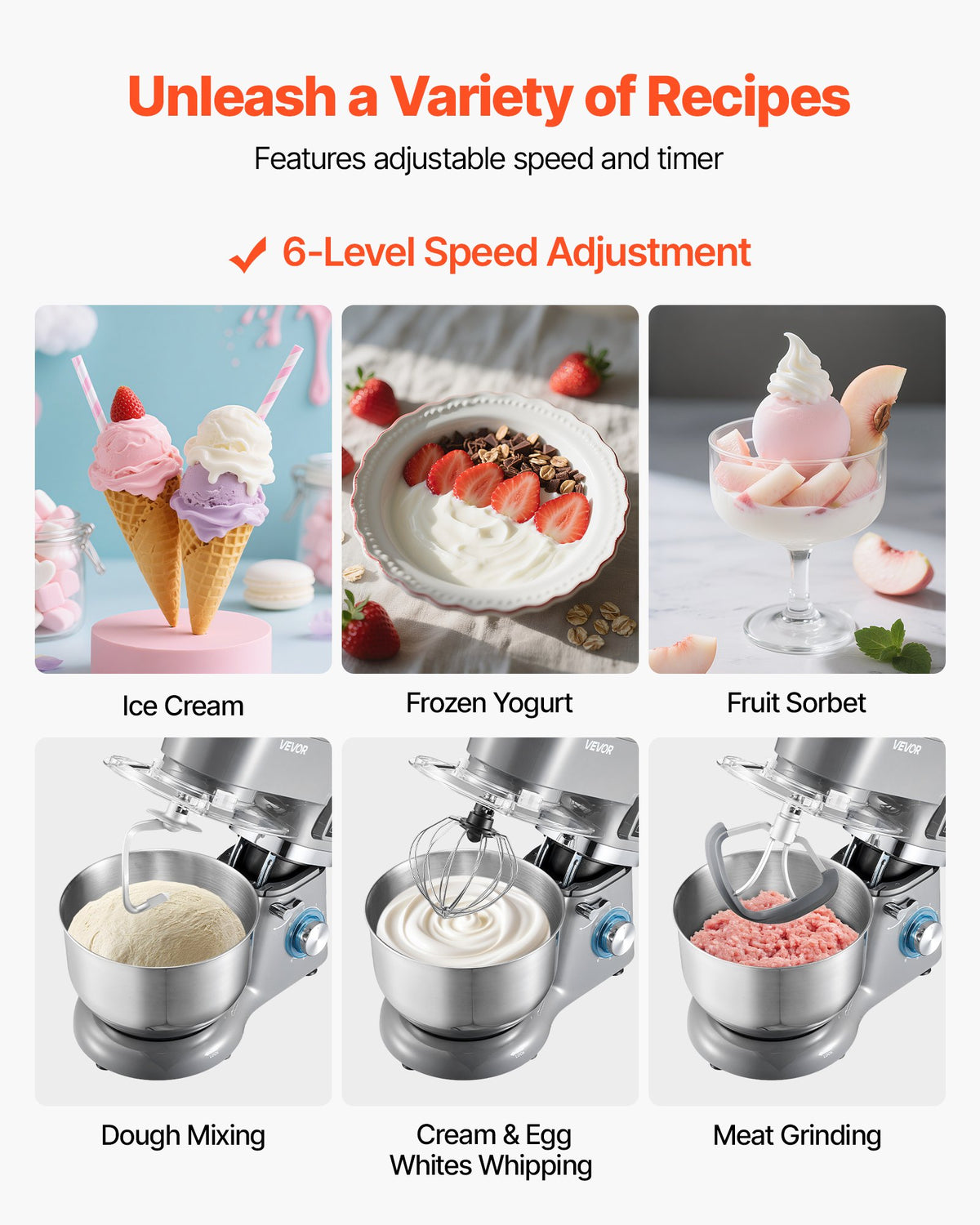 Ice Cream Maker and Stand Mixer, 1.8 Qt with 6 Speeds and Timer – image 4
