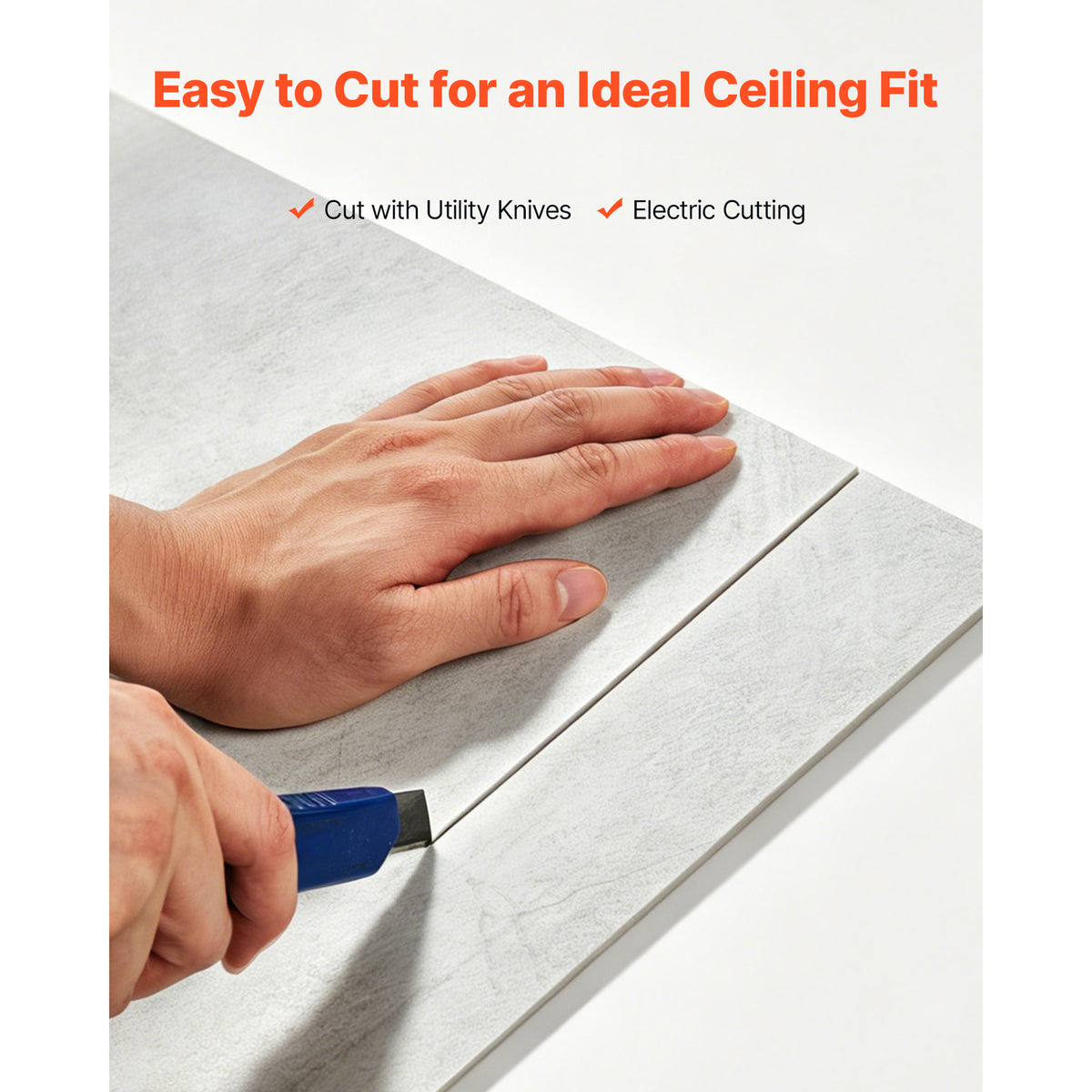 PVC Drop Ceiling Tiles 24 x 24 In, 12-Pack White Marble – image 4