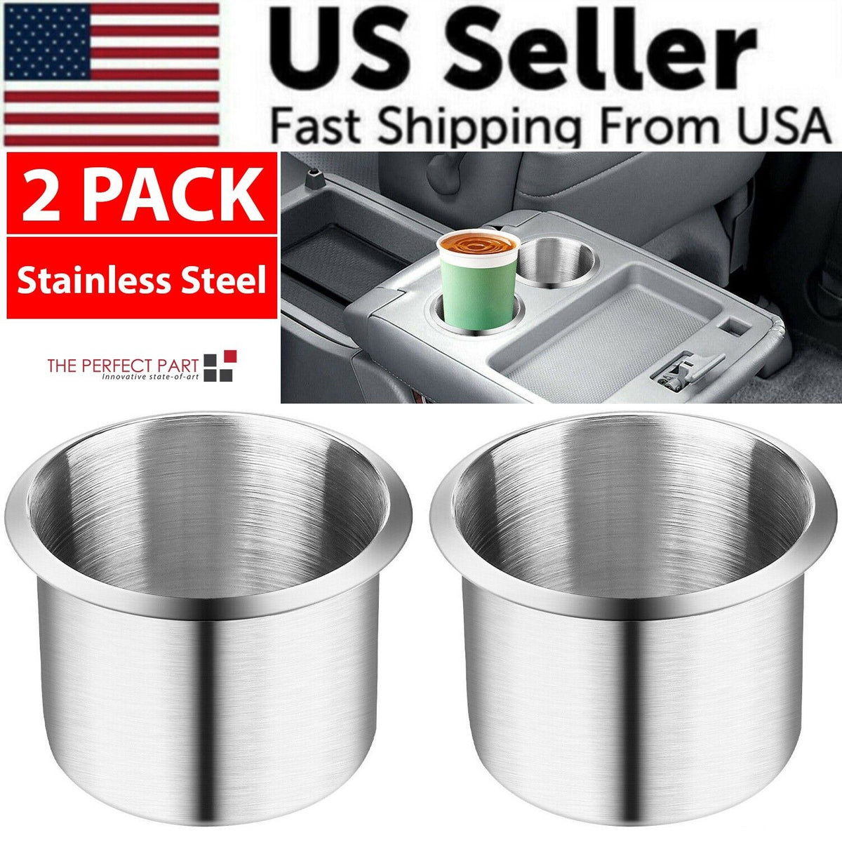 Stainless Steel Cup Holder for Boat, RV, Truck & Car