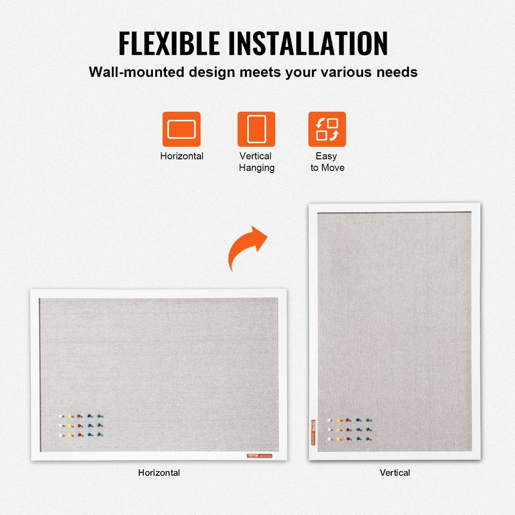 Large White Linen Bulletin Board 48 x 36 in, Wall-Mounted Pin Board – image 5
