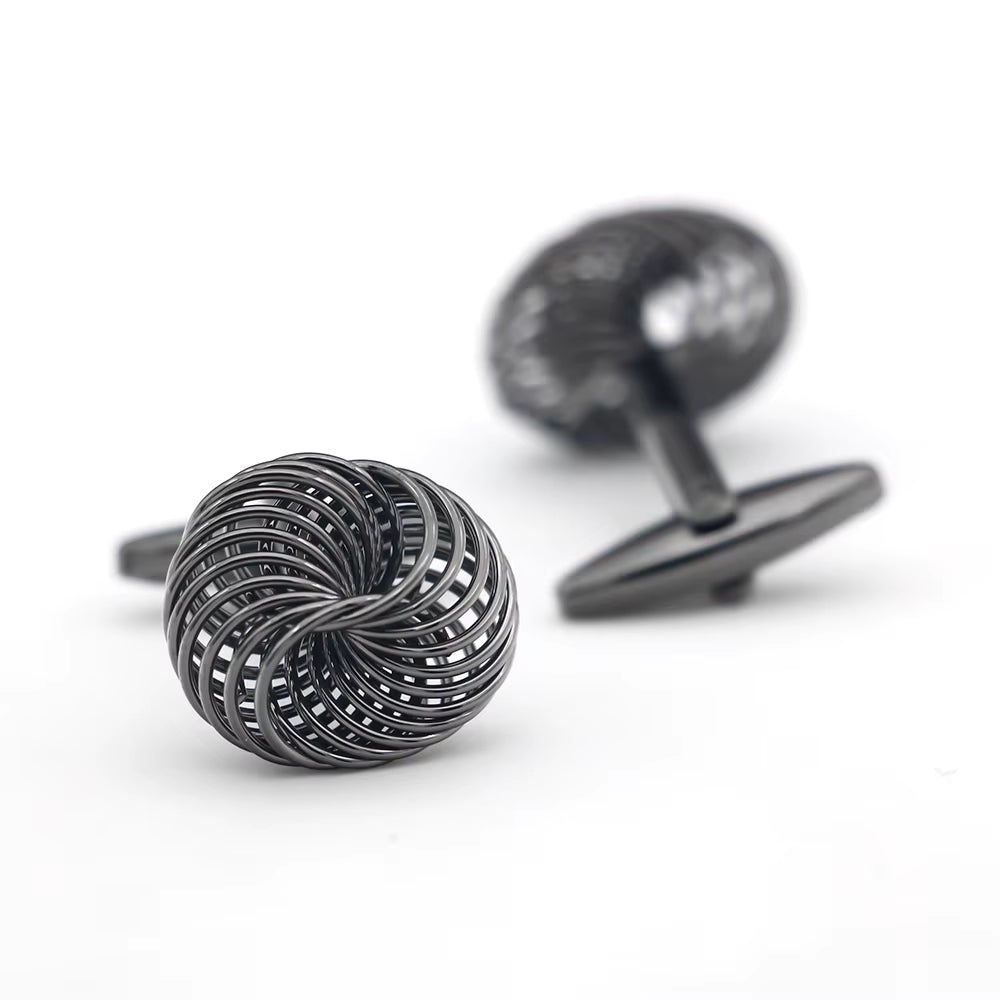 Woven Knot Cufflinks, Gunmetal Black Copper for Men – image 3