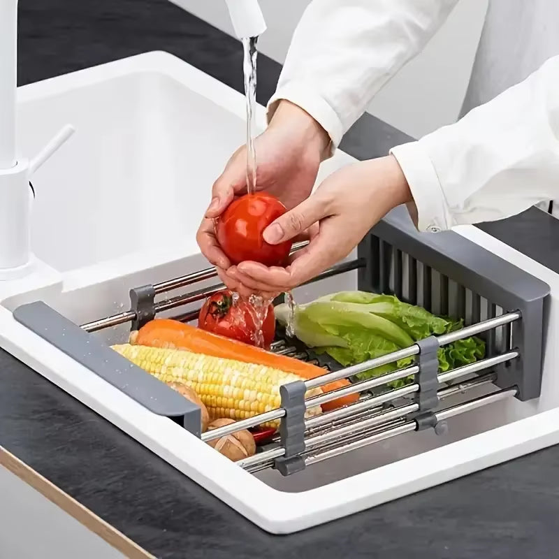 Expandable Sink Drain Basket – Stainless Steel Collapsible Dish Rack – image 4
