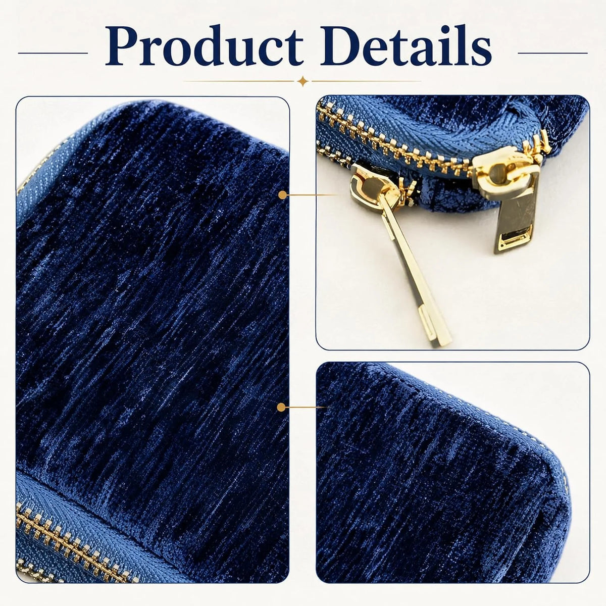 Travel Jewelry Case – Smoky Blue Chenille Double-Layer Box – image 4