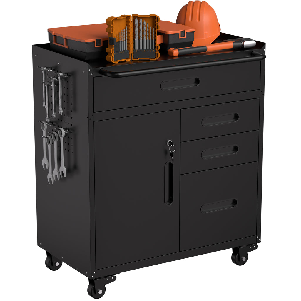 34 in Rolling Tool Storage Cabinet with 4 Drawers and Lockable Compartment – image 4