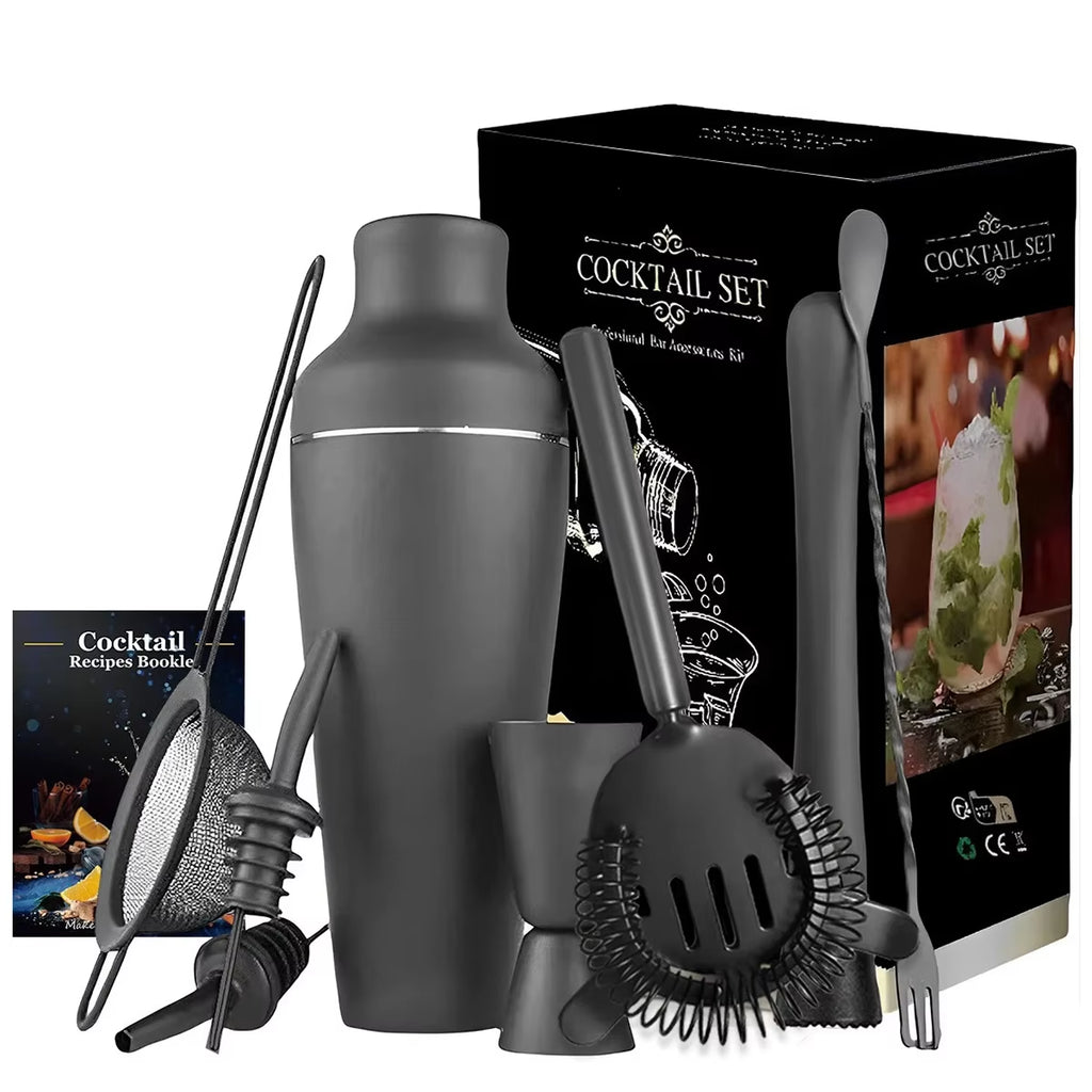 8 Piece Matte Black Parisian Shaker Bar Set 17 oz – image 2