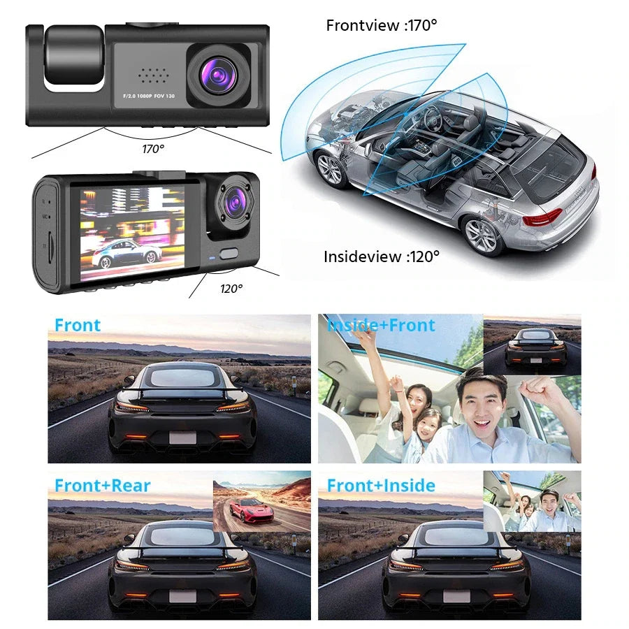 Trucking 3-Channel Dash Cam 1080P, Front, Cabin & Rear Cameras – image 3