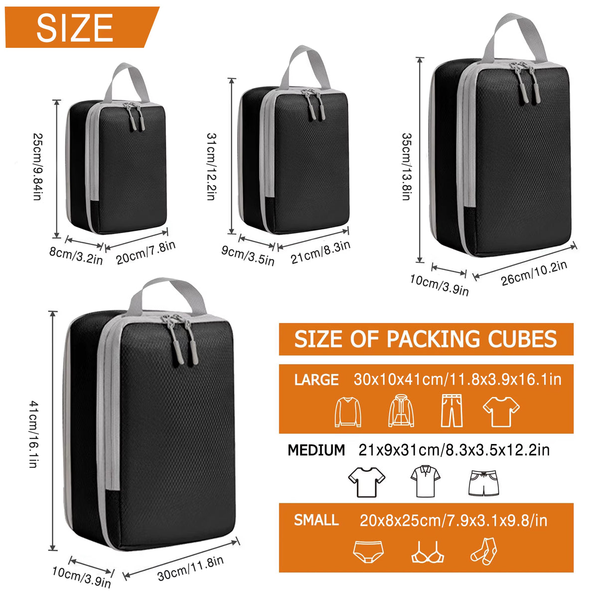 Compression Packing Cubes 4-Piece Set for Travel Luggage – image 4