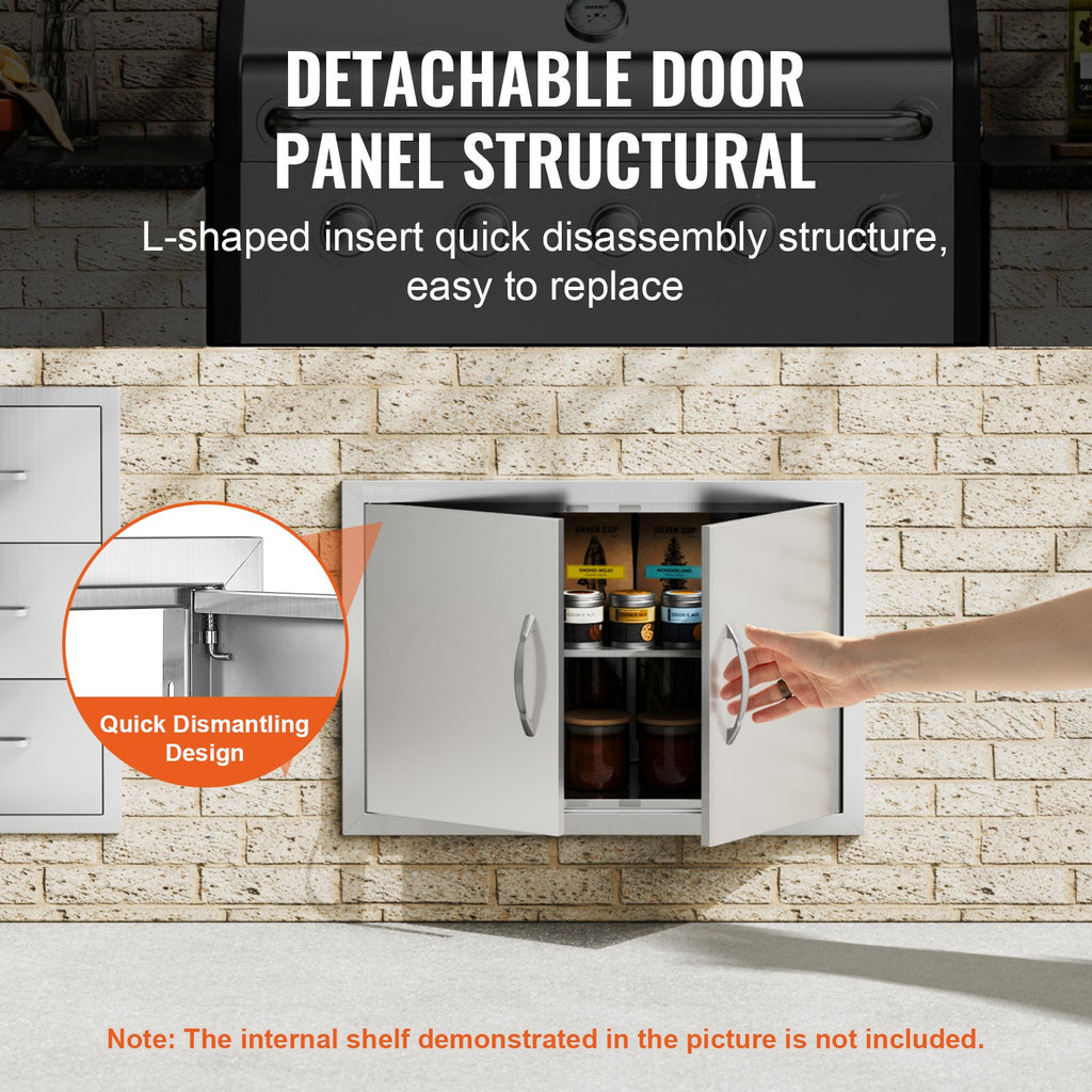 Stainless Steel Double Outdoor Kitchen Access Door 28 x 19 Inch – image 5
