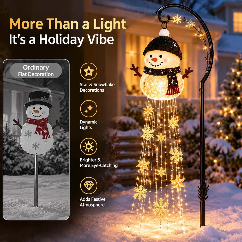 Solar Snowman Fountain Light - Cascading Snowflake LED Yard Stake – image 4