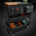 3-Tier Steel Rolling Tool Cart with Pegboard Side Panels – image 1