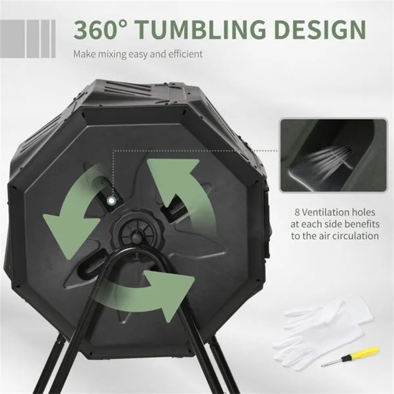 Dual Chamber Compost Tumbler 42 Gallon Rotating Compost Bin – image 6