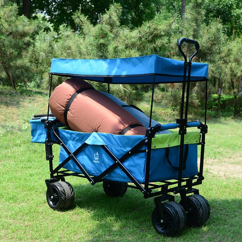 Collapsible 140L Utility Wagon with Removable Canopy and Brake – image 7