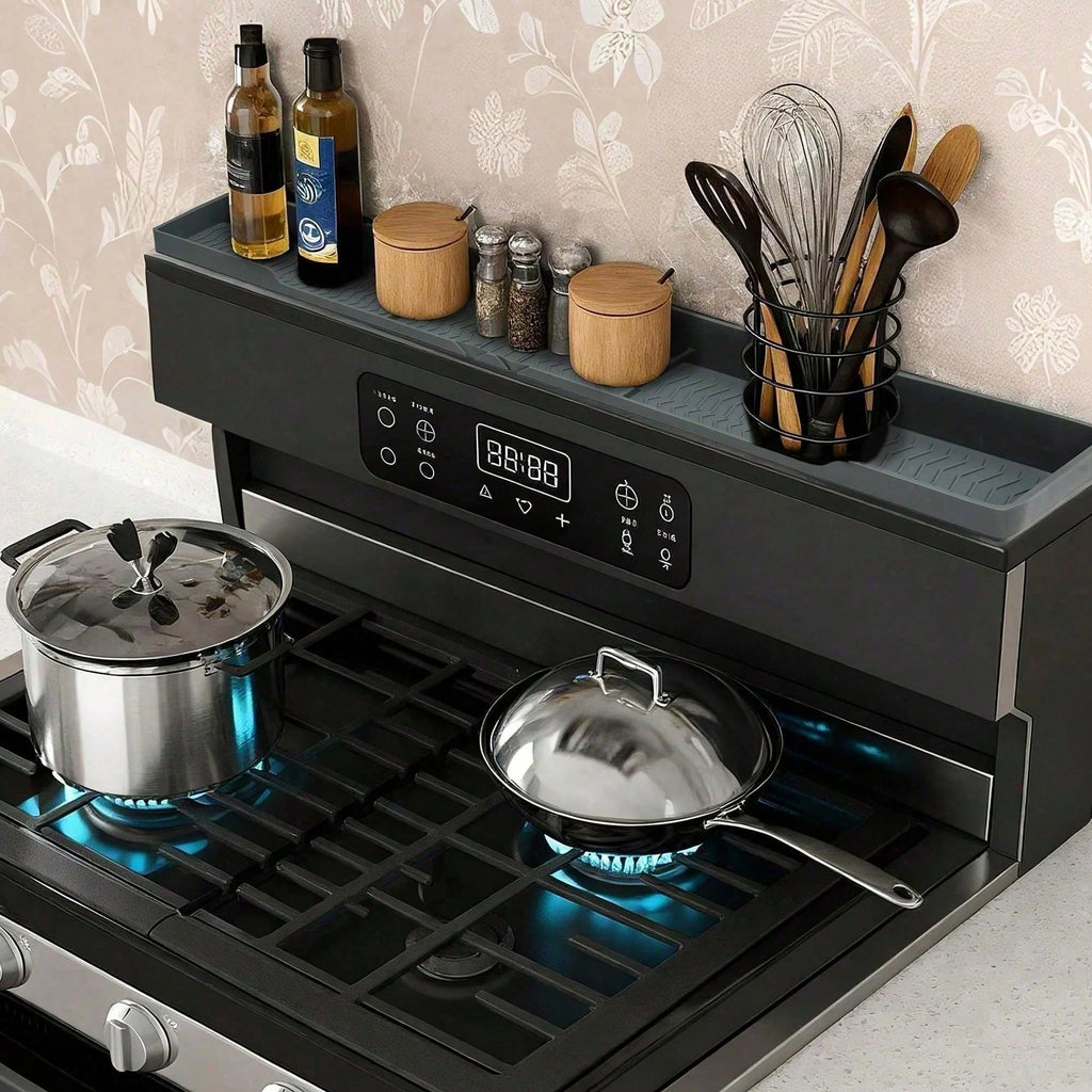 Stove Back Shelf, 30 in Heat-Resistant Silicone Spice Rack – image 5