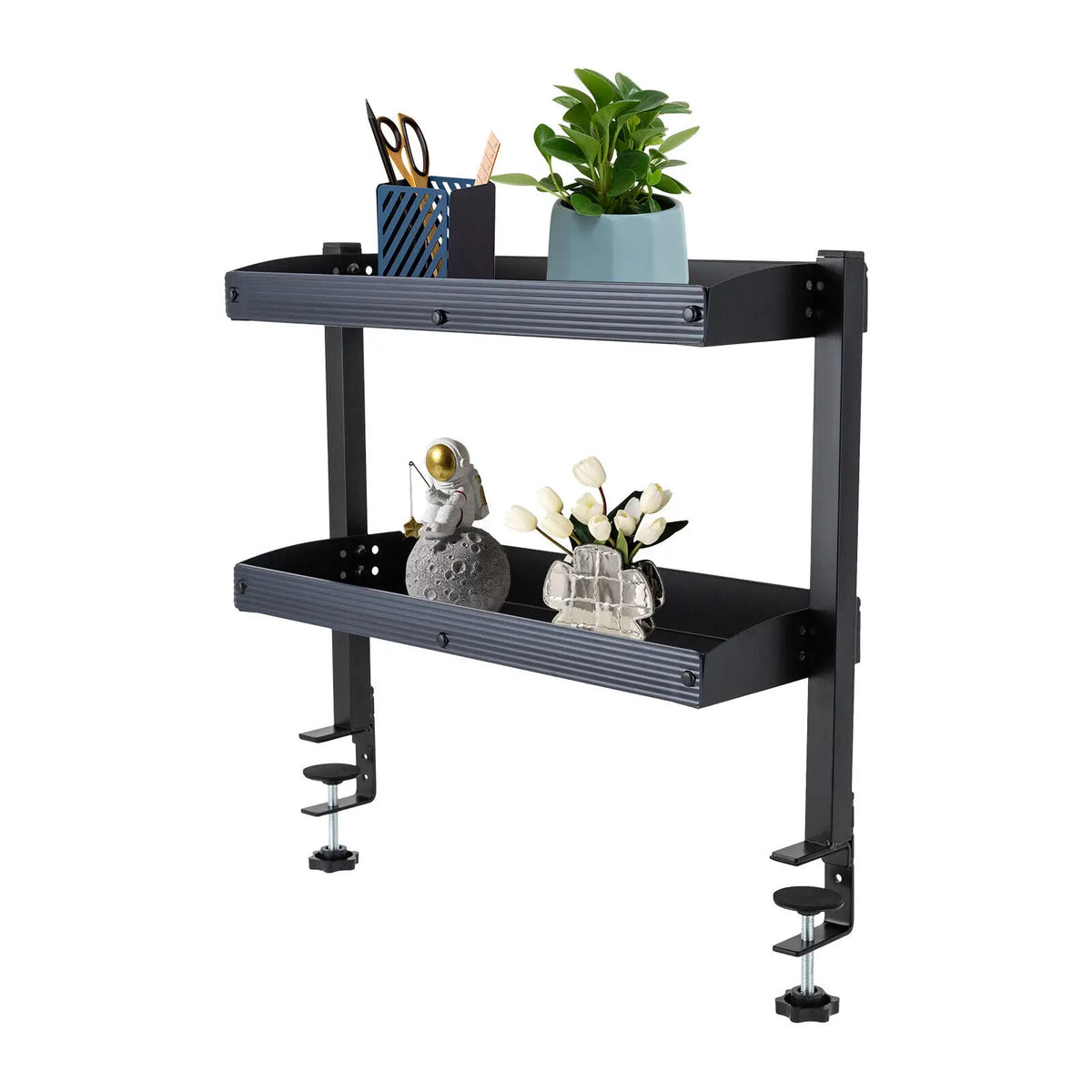 Clamp-On 2-Tier Desk Shelf, Mounts Above or Under Desk, No Drill – image 3