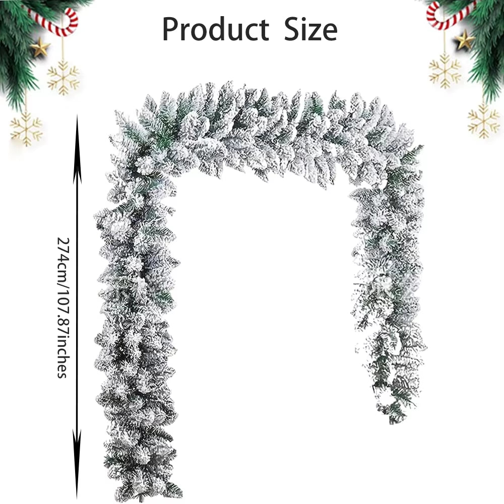 Snow Flocked Christmas Garland 9 Ft Artificial Mantel Garland – image 7