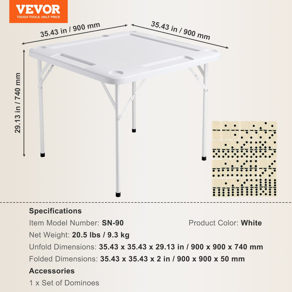 Mahjong Table – Folding 4-Player Game Table with Cup Holders, White – image 3