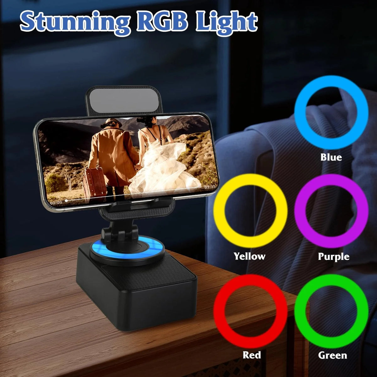 Phone Stand Bluetooth Speaker with 5000mAh Power Bank & RGB Light – image 8