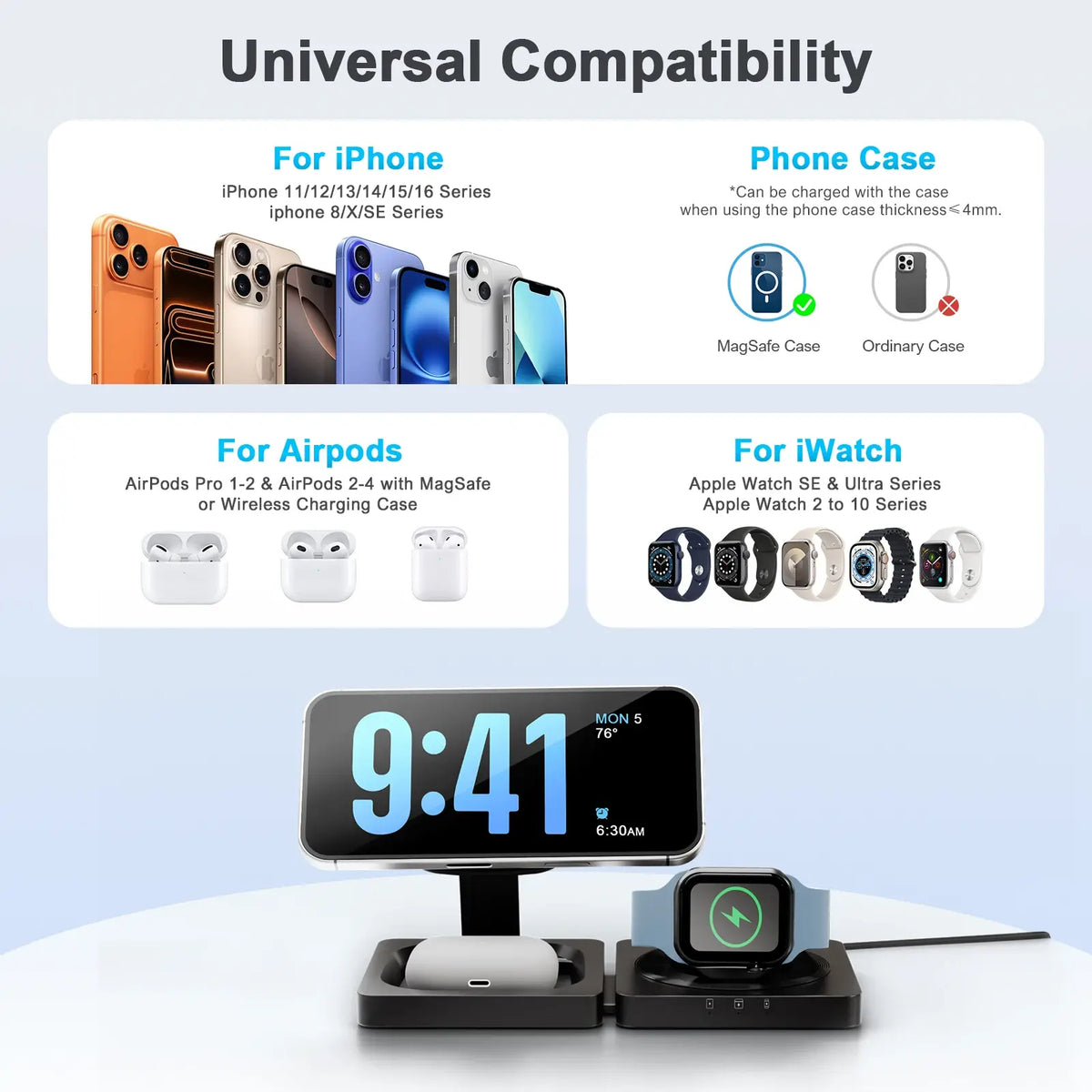 Magnetic Wireless Charger Stand 3-in-1, Foldable Charging Station – image 9