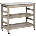 Rolling Kitchen Island Cart with Stainless Steel Top & Storage