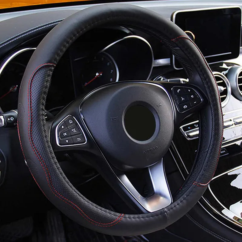 Perforated Leather Steering Wheel Cover for 14.5–15 in Wheels – image 2