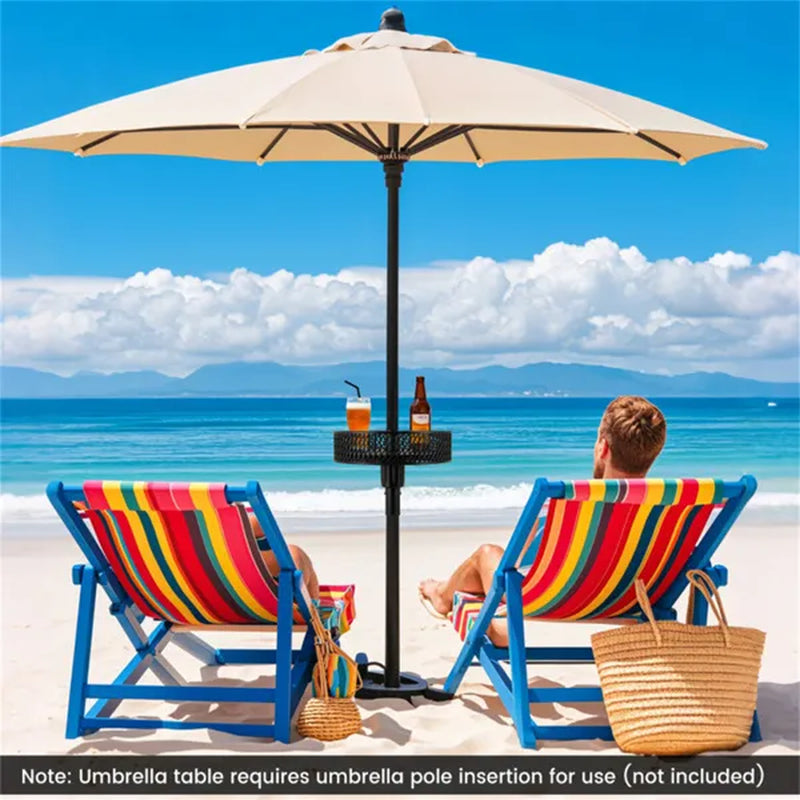 Patio Umbrella Table Tray, 12 in Clip-On Pole Table with Adapters – image 10