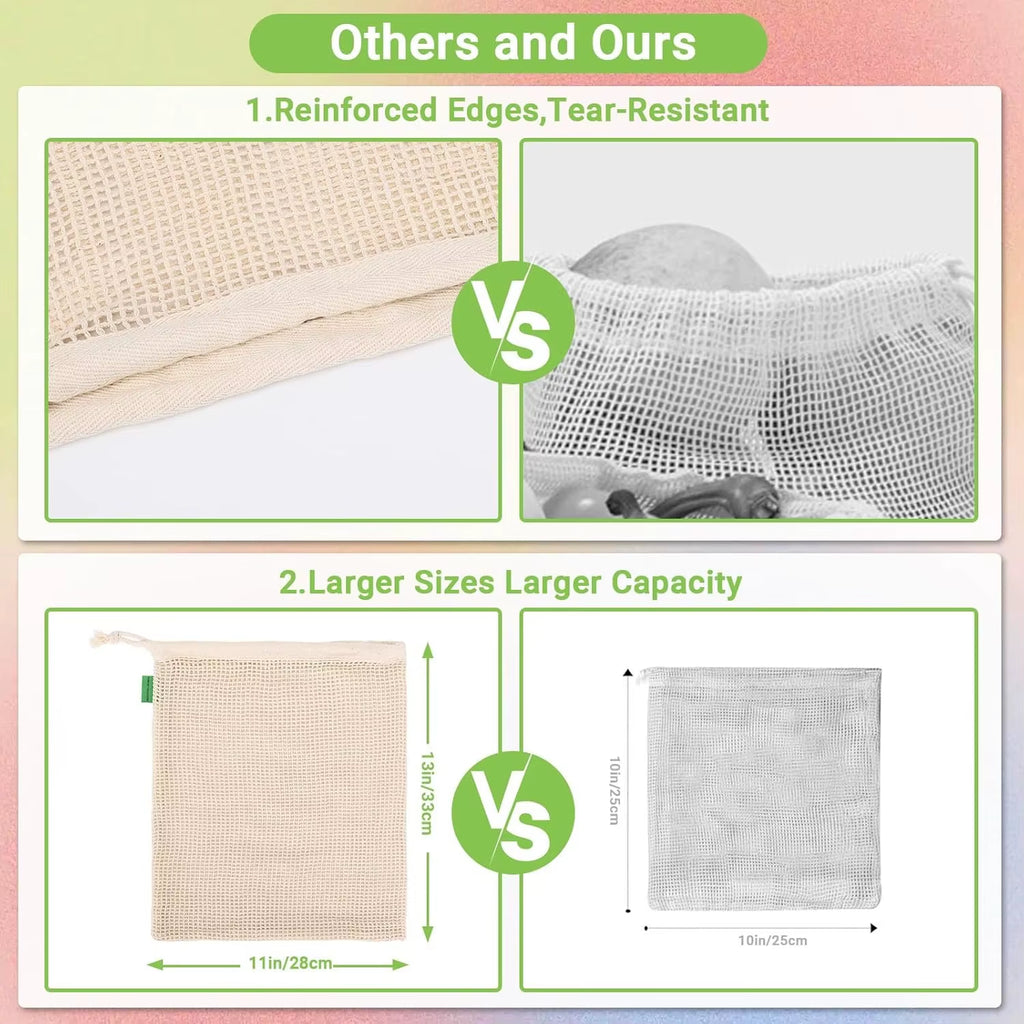 Mesh Produce Bags – Reusable Cotton Grocery Bags – image 7